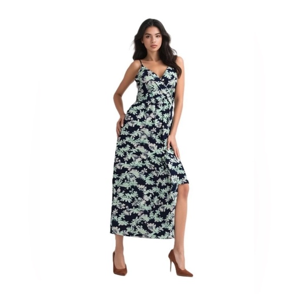 Banana Republic Dresses & Skirts - Banana Republic Faux Wrap Maxi Dress Floral Print Navy & Mint Size: 4 Petite